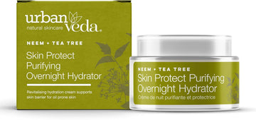 Urban Veda Skin Protect Purifying Overnight Hydrator | Night Cream | Antibacterial Active Neem & Tea Tree | Face Care | For Oily & Congested Skin | Face Moisturiser | Collagen Cream | Vegan | 50 Ml
