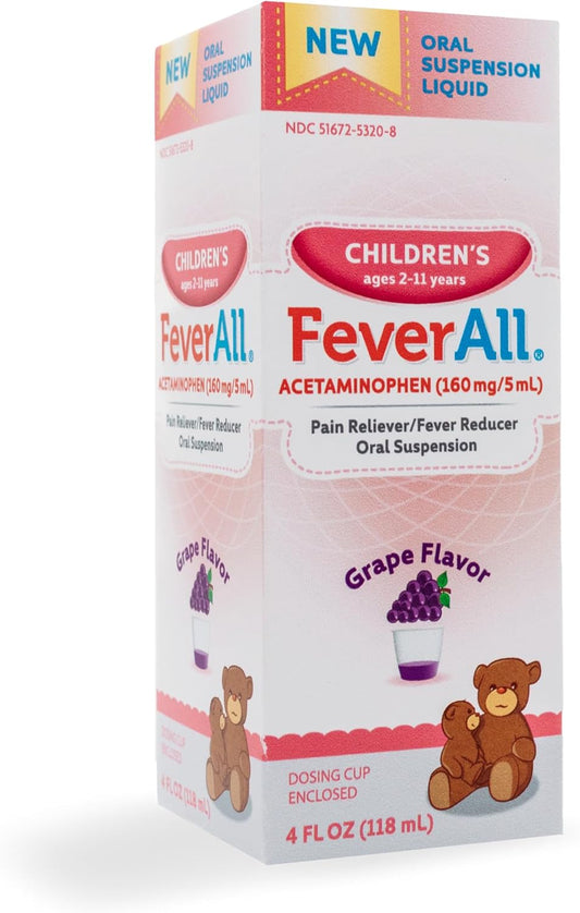 Feverall Liquid Oral Children Fever Reducer/Pain Reliever (4 Oz., Grape)