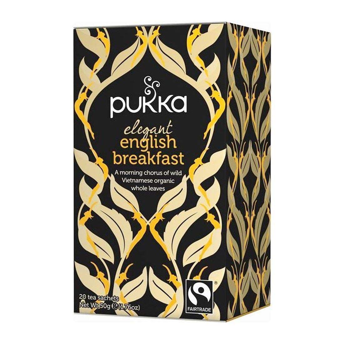 (12 Pack) - Pukka Herbs - Elegant English Breakfast Tea | 20 Sachet | 12 Pack Bundle