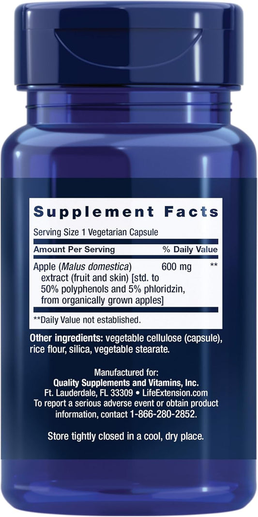 Life Extension Applewise, Apple Polyphenol Extract For Heart, Cellular And Colon Health, Gluten Free, Non-Gmo, Vegetarian, 30 Capsules