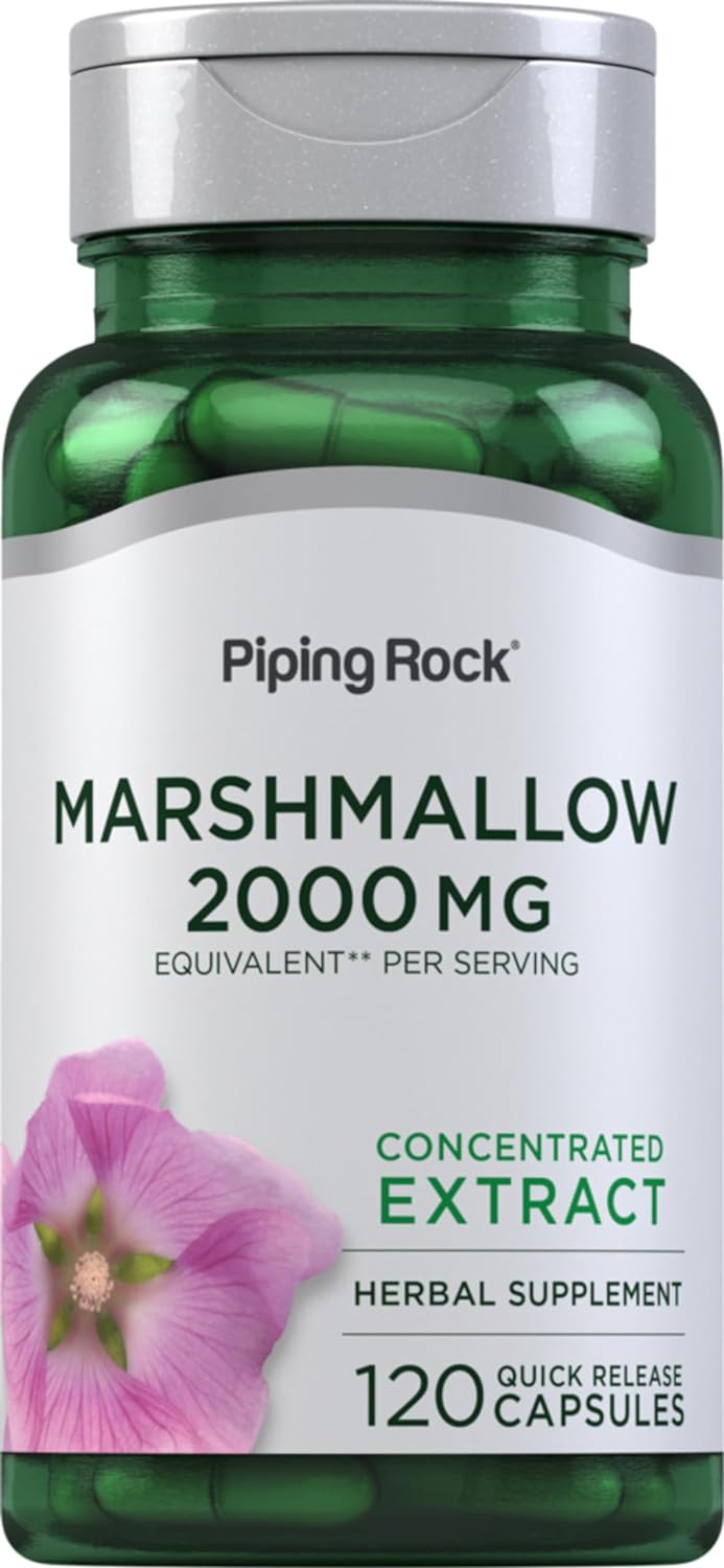 Piping Rock Marshmallow Root Capsules | 2000mg | 120 Count | Herbal Concentrated Extract Supplement | Non-GMO, Gluten Free Supplement