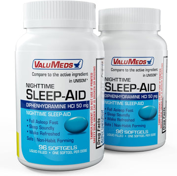 ValuMeds Nighttime Sleep Aid (Twin Pack - 192 Softgels) Diphenhydramine HCl, 50mg Extra Strength Sleepgels | Supports Deeper, Restful Sleeping for Adults