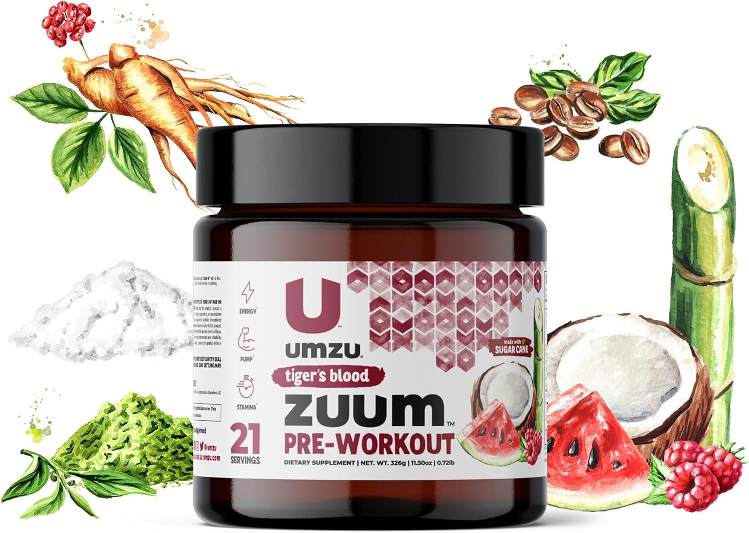 UMZU ZUUM Pre-Workout (Tiger's Blood Flavor) - Support Energy, Pump & 