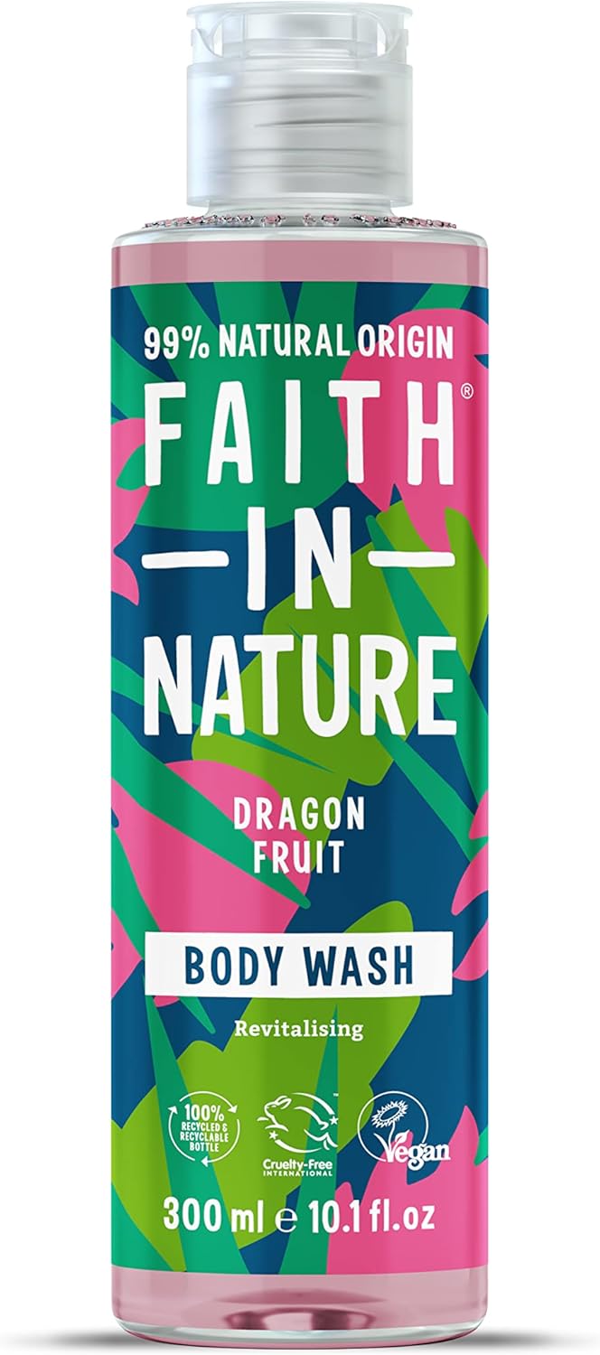 Faith In Nature 300 Ml Natural Dragon Fruit Body Wash, Revitalising, Vegan And Cruelty Free, No Sls Or Parabens