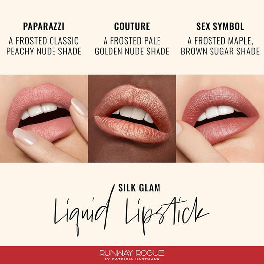 Runway Rogue Silk Glam Liquid Lipstick, Long Wear Frosted Rich Golden-Bronze Lipstick, ‘Film Noir’