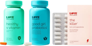 Love Wellness Triple Threat Vaginal Suppository Kit - The Killer, Good Girl Probiotics & Healthy V Vitamin - Fast-Acting Vitamins & Suppositories For Vaginal Health - Helps Balance Yeast, Odor & Ph