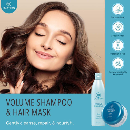 Ovation Hair Volumize & Repair Bundle - 12 Oz Nourishing Shampoo & Intensive Protein Mask For Fine, Dry Hair - Adds Weightless Volume & Fullness