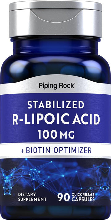 Piping Rock Stabilized R-Lipoic Acid 100mg | 90 Capsules | with Biotin Optimizer | Non-GMO, Gluten Free Supplement