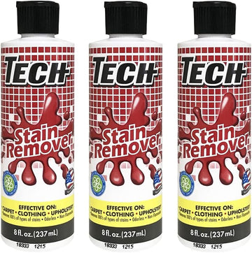 Tech Stain Remover - 8 oz Bottles - Effective Stain Remover Spray for Carpet, Clothing, Laundry, Upholstery and Other Washable Fabrics (Pack of 3)