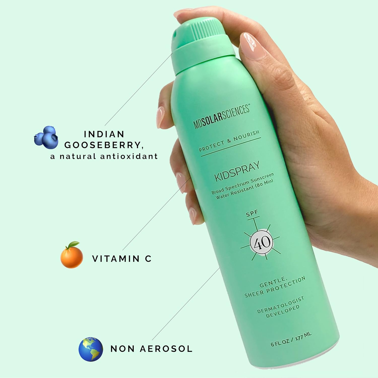 Mdsolarsciences Kidspray Spf 40 | Water-Resistant, Broad-Spectrum Sunscreen Spray For Kids | Infused With Indian Gooseberry, Vitamin C & Antioxidants | Non-Aerosol | Safe For Sensitive Skin (6 Fl Oz) : Baby