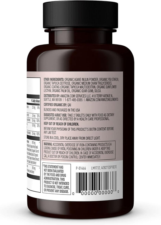 Amazon Elements Organic Whole Food Women'S Multi, 60 Tablets