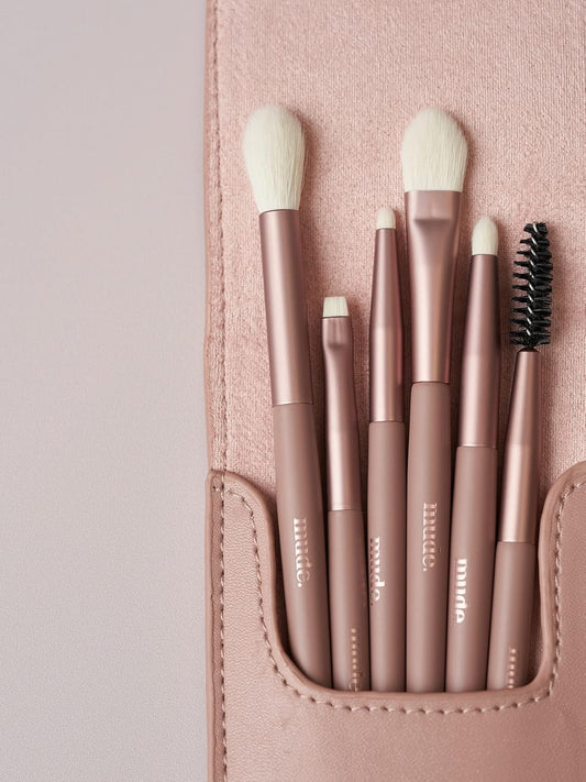 Mude Eye Trial Kit 6 Special Eye Makeup Brush Set Synthetic Vegan Cruelty-Free Makeup Smudging Angled Liner Lash-Comb Blending Shading Applying Eyeshadow Concealer Crease Brush In Portable Pouch