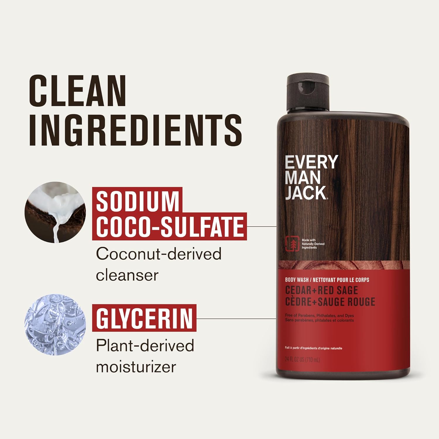 Every Man Jack Nourishing Cedar + Red Sage Mens Body Wash For All Skin Types - Naturally Derived Ingredients - Cleanse And Hydrate Skin With Coconut And Glycerin - 24Oz 2 Bottles : Beauty & Personal Care
