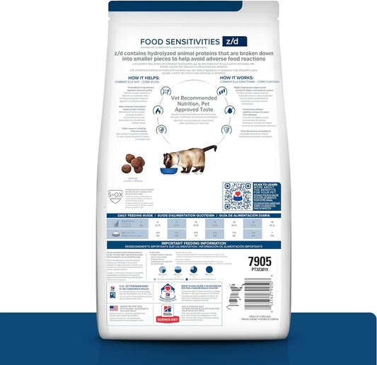 Hill'S Prescription Diet Z/D Skin/Food Sensitivities Dry Cat Food, Veterinary Diet, 4 Lb. Bag