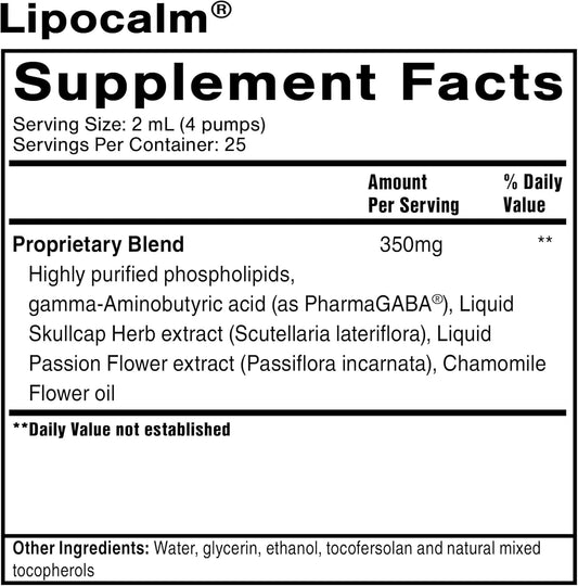 Quicksilver Scientific Lipocalm - Liposomal Gaba With Herbs For Relaxation Support - Chamomile, Passionflower Herb & Skullcap Supplement For Peace Of Mind & Sleep Calm Support (1.7Oz / 50Ml)