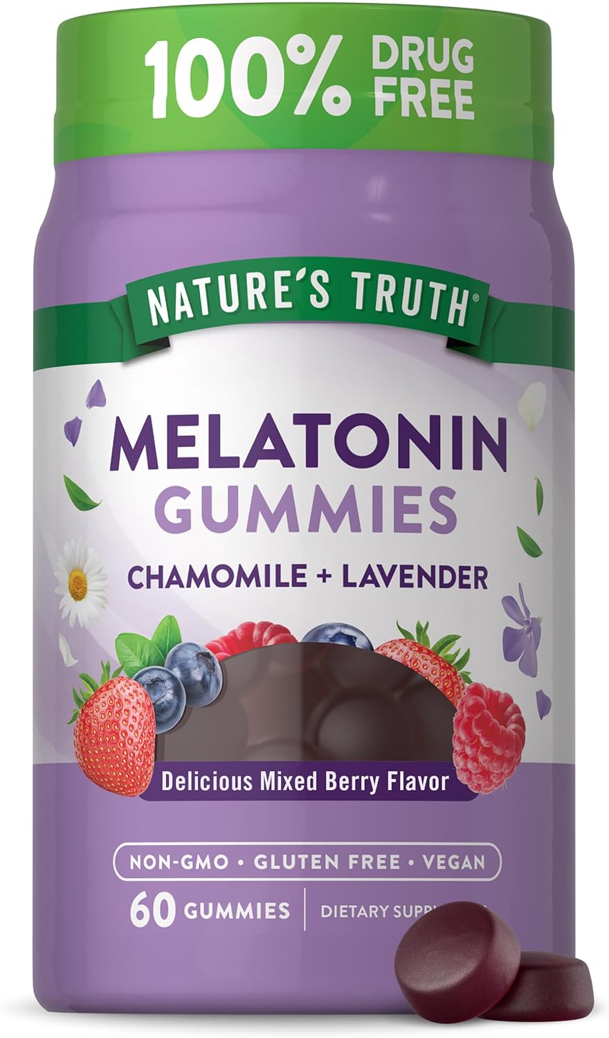 Nature'S Truth Melatonin Gummies | 60 Count | With Chamomile And Lavender | Berry Flavor | Non-Gmo & Gluten Free Supplement