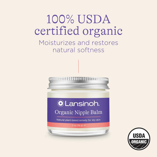Lansinoh Lanolin Nipple Cream (1.41 Ounces) And Organic Nipple Balm (2 Ounces), Breastfeeding Essentials, 1 Count Each