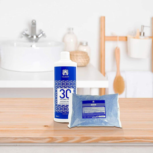 Valquer Professional Pack Oxygenated Stabilized Cream: 30 Volumes (9%) 1000Ml + Bleaching Powder 500 Gr - 1500 G (2 Units)