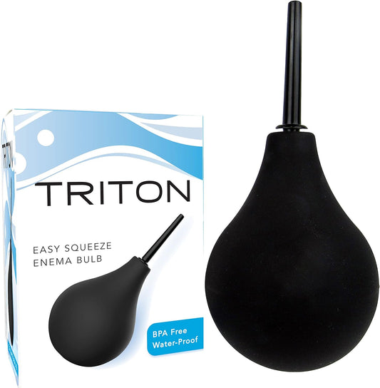 Triton Easy-Squeeze Enema Bulb, New & Improved Flexible Tip for Ultimate Comfort, Bpa & Phthalates Free, Ease Anal Silicone Douche for Men & Women, 7.4 Fluid Oz, Black, 1 Count