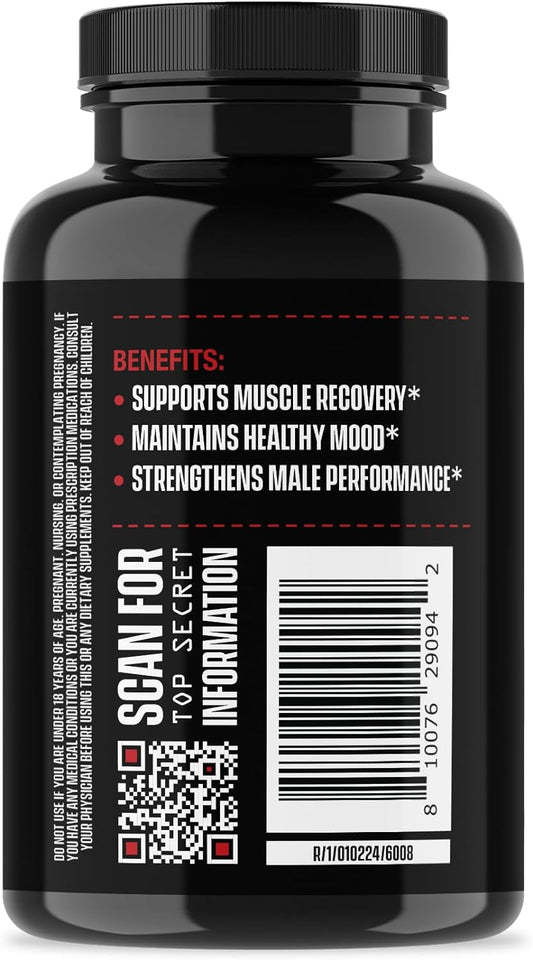 Jocko Fuel Test Booster For Men - Natural Endurance, Stamina, & Strength Booster - Muscle Builder For Men & Nitric Oxide Booster With Ginger Root, Shilijat, & Tongkat Ali, 120Ct (30 Servings)