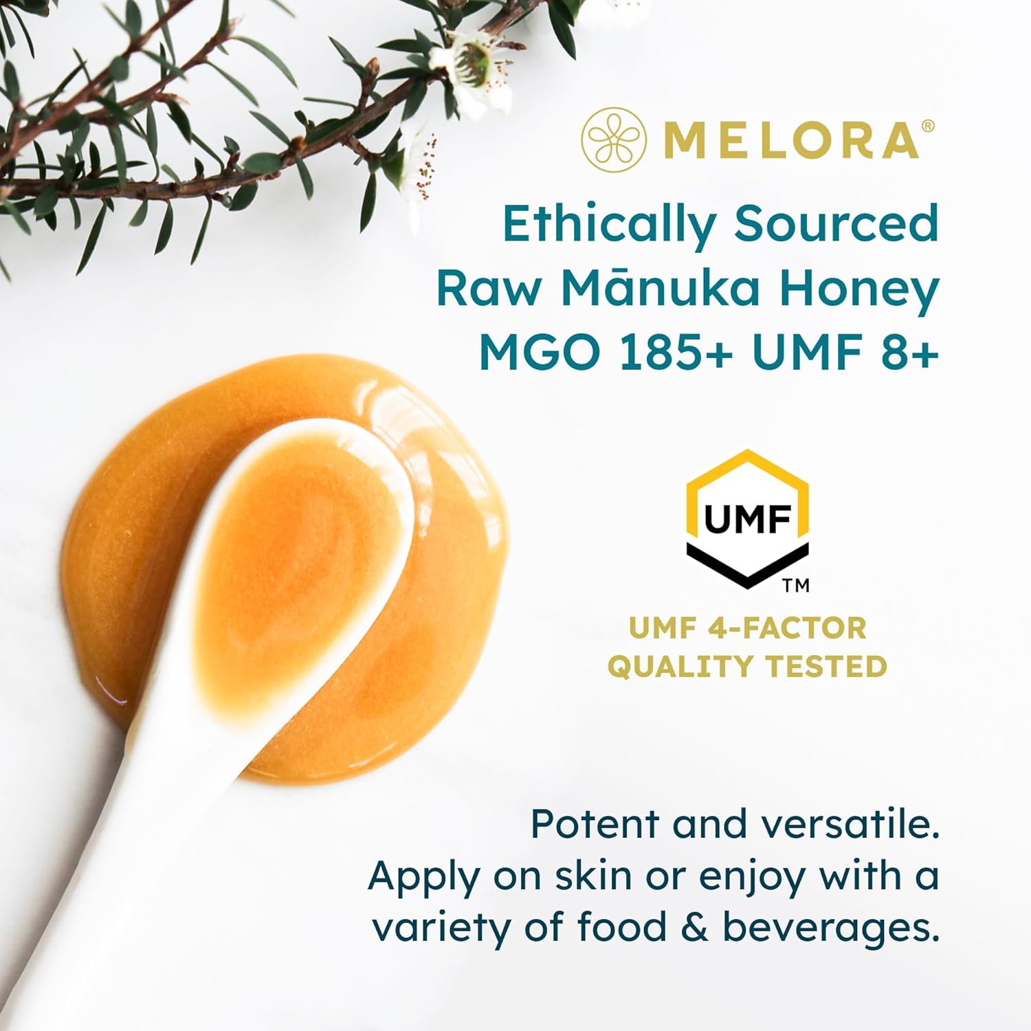 Melora Raw Manuka Honey From New Zealand | Umf 8+ | Mgo 185+ | 8.8 Oz Jar | Safe For Skin Care | Edible & Healthy Sugar Alternative | Traceable From Hive To Hand Manuka Honey : Grocery & Gourmet Food