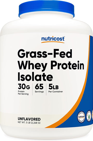 Nutricost Grass-Fed Whey Protein Isolate (Unflavored) 5LBS - rBGH Free