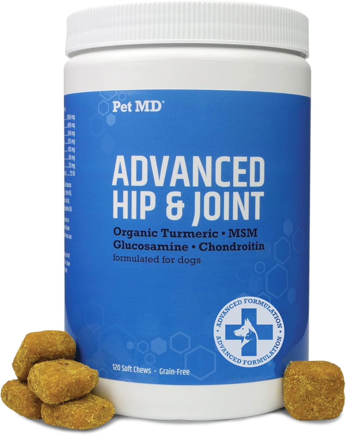 Pet Md Glucosamine For Dogs | Dog Joint Supplement With Glucosamine, Chondroitin & Msm - Inflammatory Pain Relief Chews For Hip & Joints - Bacon Flavored - Includes Yucca & Turmeric - 120 Ct