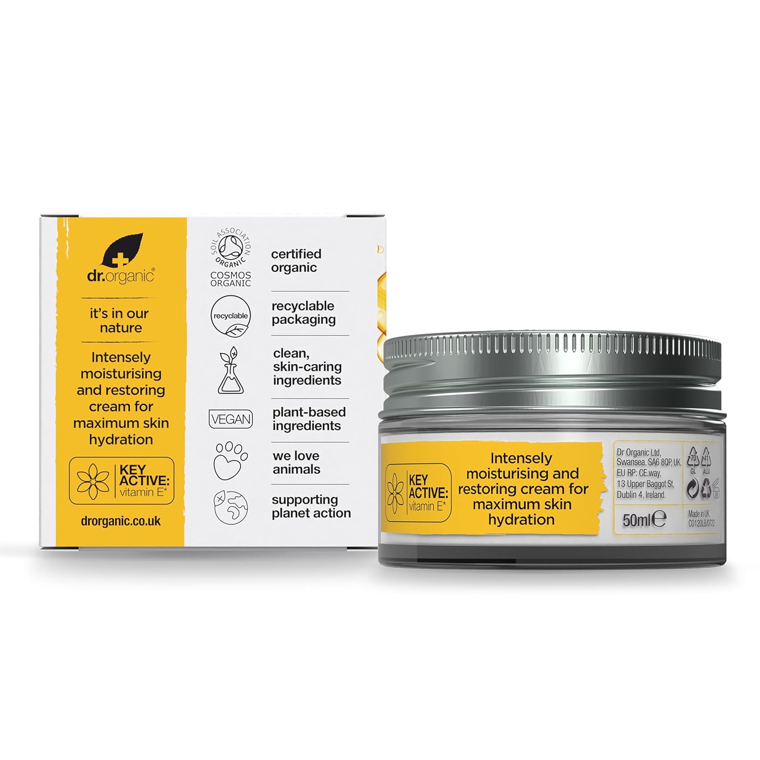 Dr. Organic Vitamin E Moisturising And Restoring Cream | Deeply Hydrates, Restores Skin’S Natural Balance, Natural, Certified Organic, Paraben & Sls-Free, 50 Ml / 1.7 Fl Oz : Beauty & Personal Care