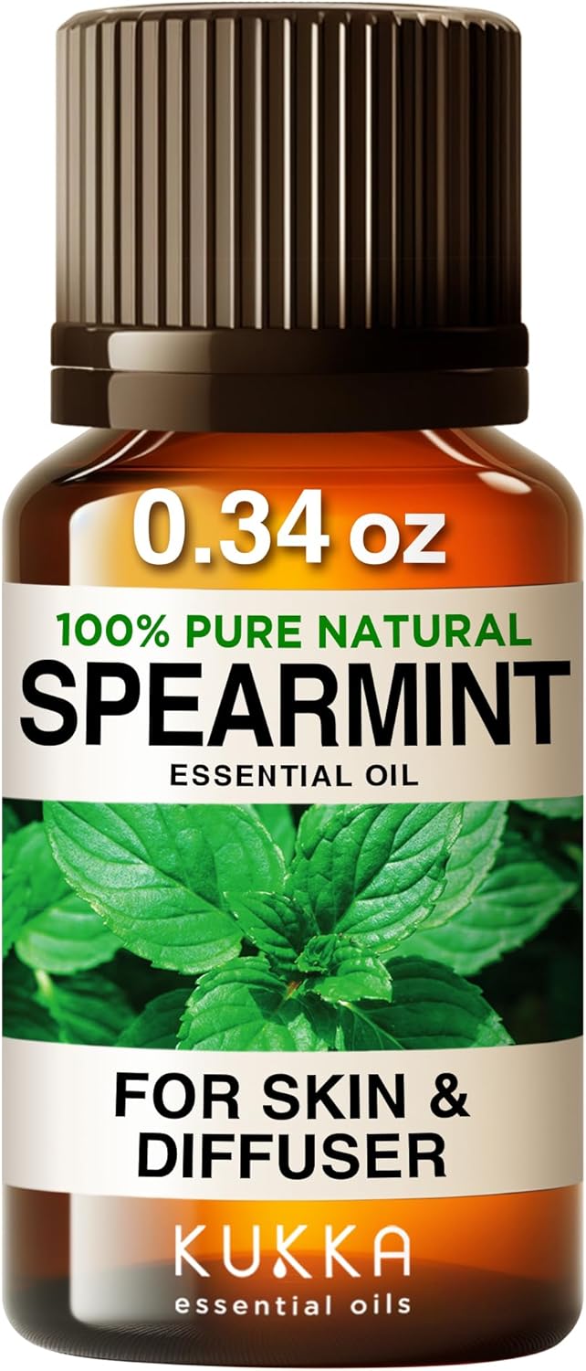 Kukka Spearmint Essential Oil For Diffuser - 100% Natural Aromatherapy Spearmint Oil For Skin Care Bath Bombs Soaps And Candles - Soap Making Scent & Diy (0.34 Fl Oz)