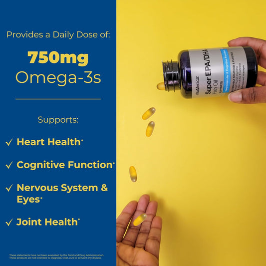 High-Potency, Super Epa/Dha Fish Oil 750Mg Of Essential Omega-3 Fatty Acids | Epa & Dha | Heart Health, Brain Health, Immune System Health