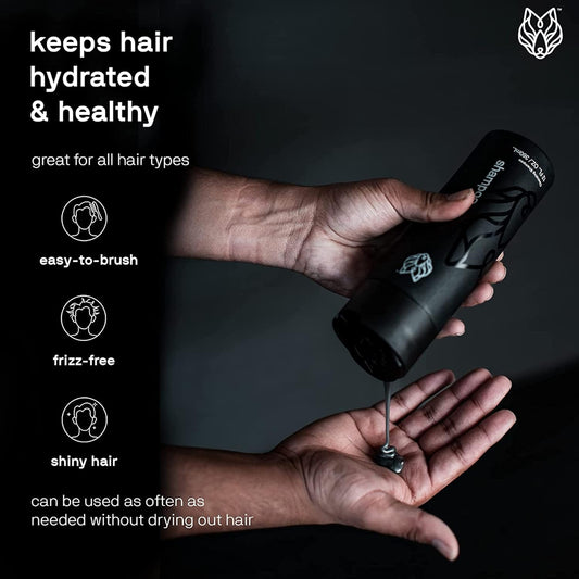 Black Wolf - Everyday Men’s Shampoo, 12 Fl Oz - Charcoal Powder Cleanses Scalp and Fights Dirty & Greasy Hair - Thick and Rich Lather - For All Hair Types