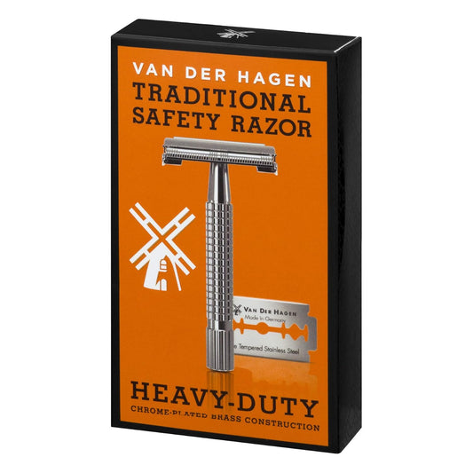 Van Der Hagen® Men’s Traditional Safety Razor Kit (includes 5 blades), Chrome : Beauty & Personal Care