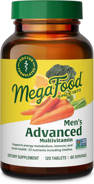 Megafood Men'S Advanced Multivitamin For Men - Doctor -Formulated - Choline, Vitamin B12, Vitamin D, Vitamin C & Zinc - Brain Health & Immune Support - Non-Gmo - Vegetarian - 120 Tabs (60 Servings)
