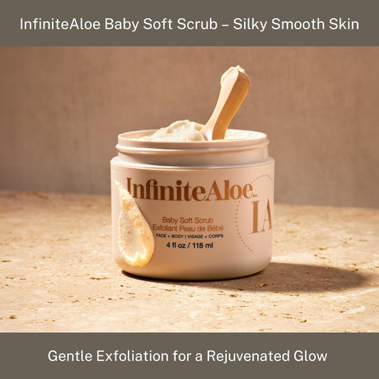 Infinitealoe Baby Soft Scrub, Aloe Vera Based Face And Body Scrub – Exfoliating And Moisturizing – 4Oz