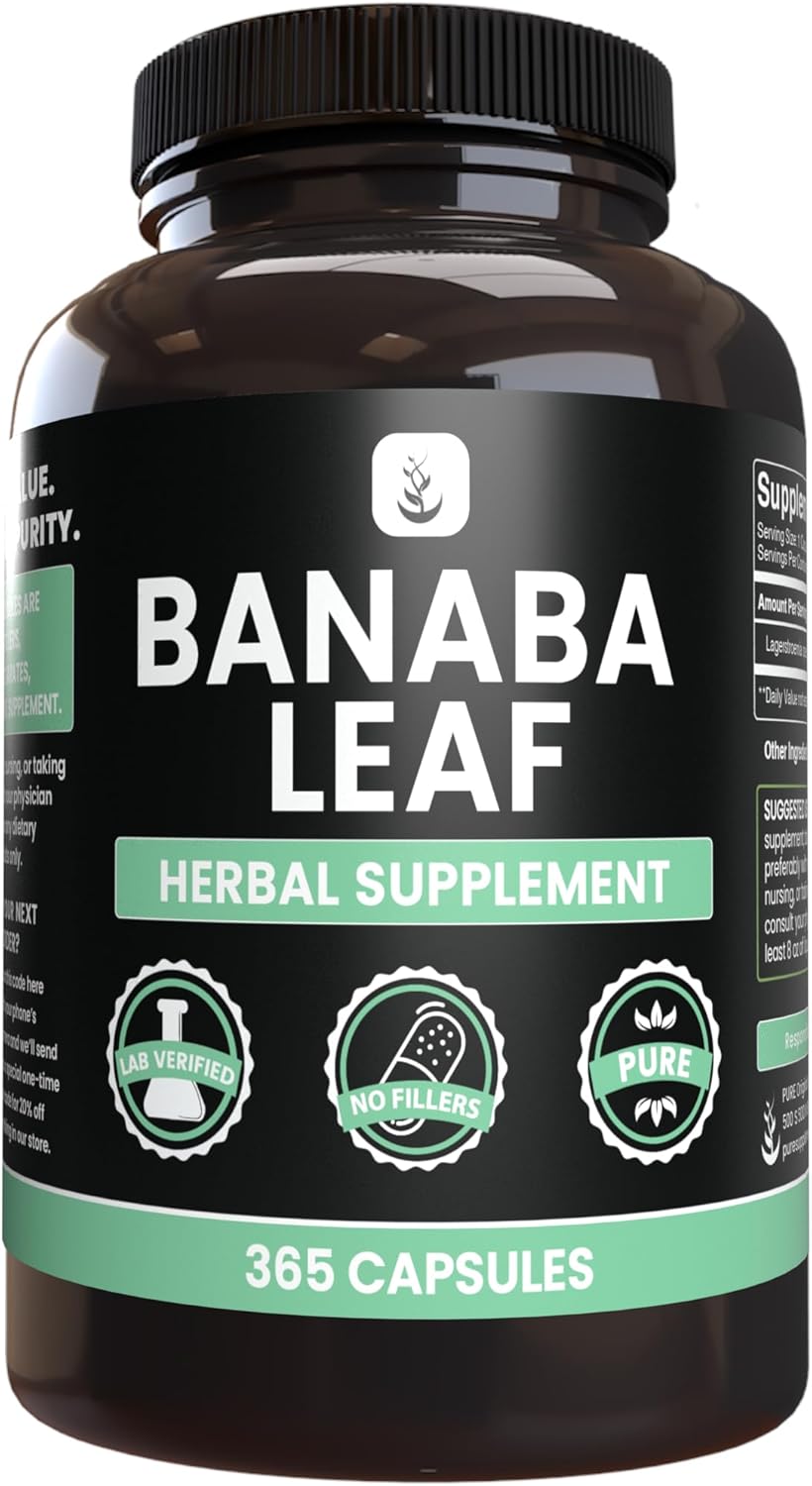Pure Original Ingredients Banaba Leaf Extract (365 Capsules) No Magnesium Or Rice Fillers, Always Pure, Lab Verified