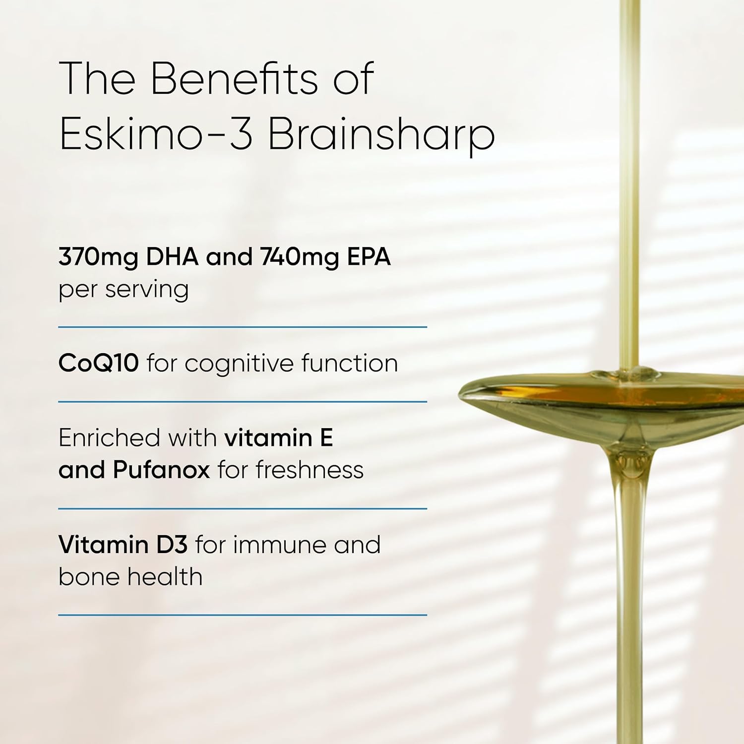 Eskimo-3 Brainsharp Fish Oil by Metagenics - Omega-3, 6 & 9 + CoQ10 for Memory & Concentration - 1110mg EPA & DHA - Lemon Flavour, 210ml : Amazon.co.uk: Health & Personal Care
