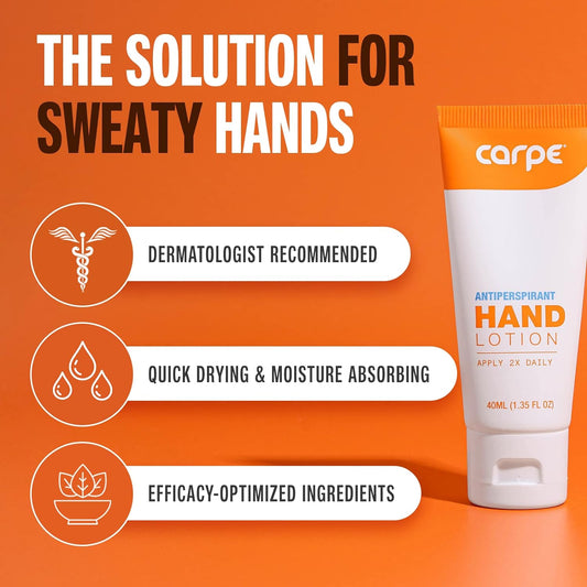 Carpe Antiperspirant Hand Lotion (Pack of 3), A dermatologist-recommended smooth lotion that helps stop hand sweat, great for hyperhidrosis or excessive sweat (Original Eucalyptus)