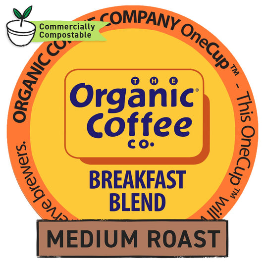 The Organic Coffee Co. Compostable Coffee Pods - Breakfast Blend (36 Ct) K Cup Compatible including Keurig 2.0, Medium Roast, USDA Organic