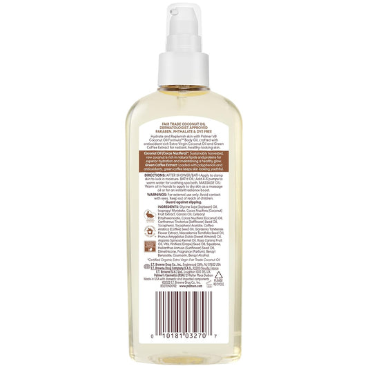 Palmer's Coconut Oil Formula Body Oil, Body Moisturizer with Green Coffee Extract, Bath Oil for Dry Skin, 5.1 Ounces (Spray Cap)