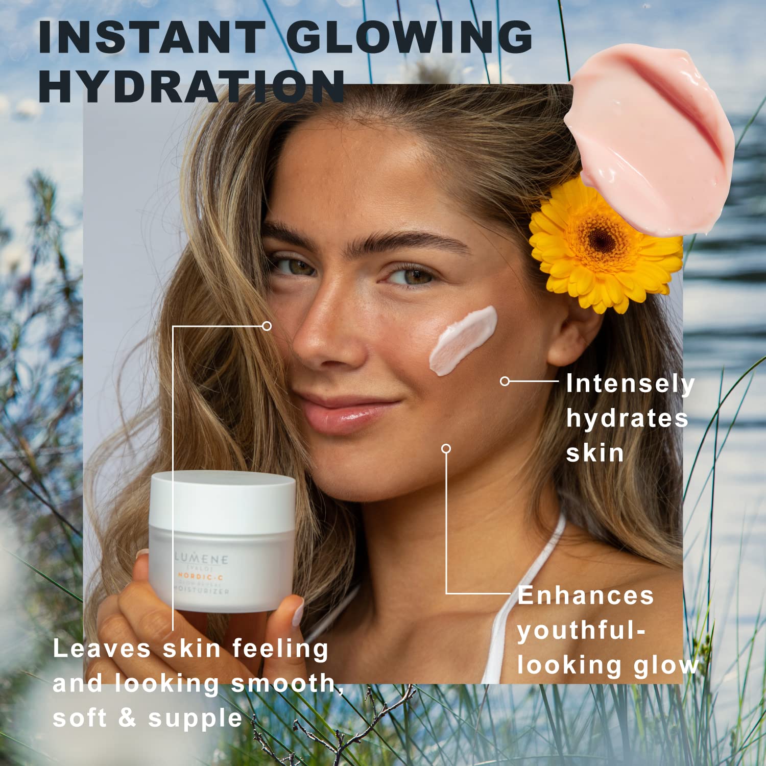 Lumene Nordic-C Glow Reveal Facial Moisturizer - Antioxidant-Rich Vitamin C Face Cream - Hydrating Hyaluronic Acid Moisturizer With Vitamin B3 + B5 To Promote Radiant & Youthful Skin (1.7Oz) : Beauty & Personal Care