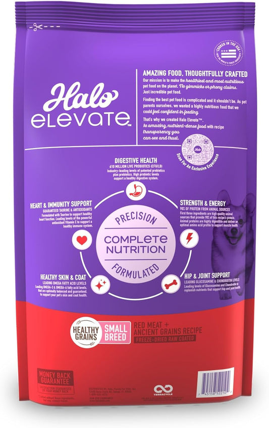 Halo Elevate Dry Dog Food, Healthy Grains Red Meat Recipe, Small Breed, 10Lb