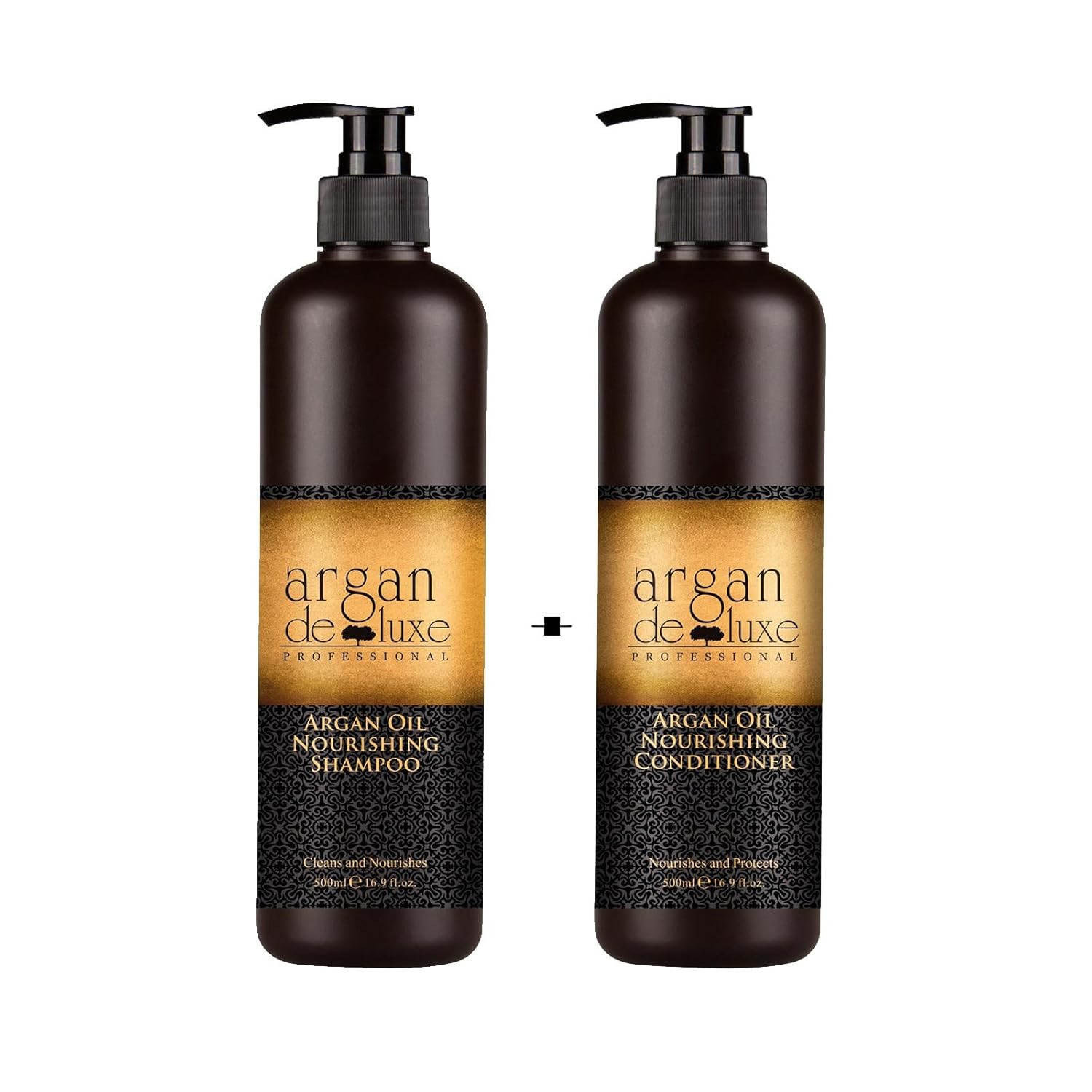 Argan De Luxe 100% Pure Organic Moroccan Argan Oil Nourishing Shampoo & Conditioner 500Ml (Shampoo+Conditioner 500Ml) By Argan Deluxe
