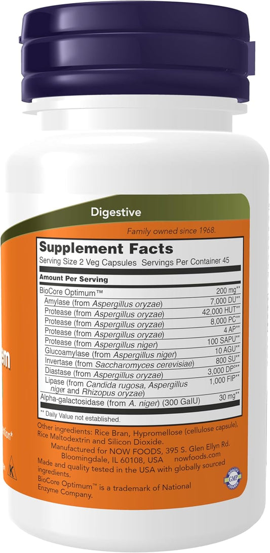 Now Foods Supplements, Optimal Digestive System, Full Spectrum Enzymes, 90 Veg Capsules