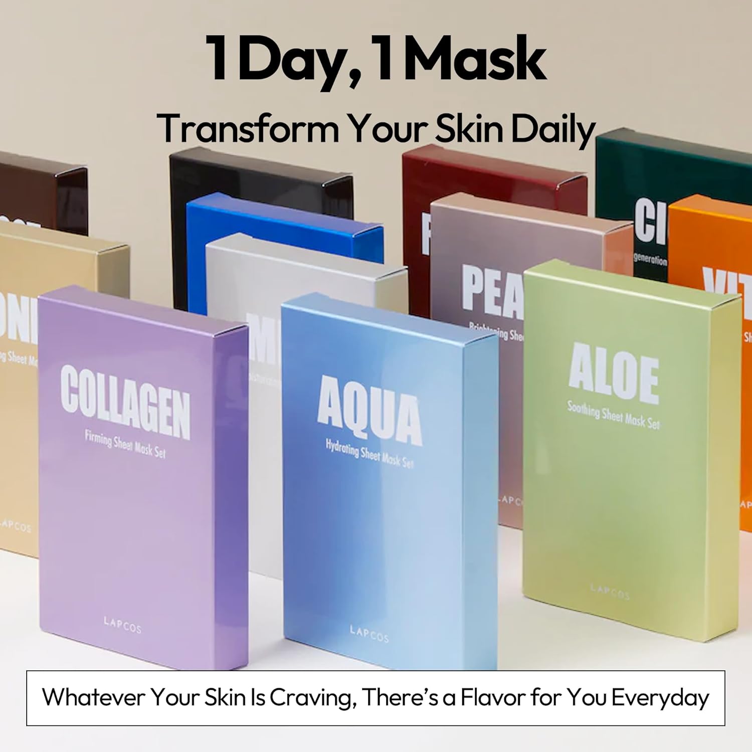 Lapcos Collagen Sheet Mask, Firming Daily Face Mask With Collagen Peptides For Anti-Aging, Helps To Minimize Wrinkles, Restores Skin Elasticity & Firmness, Hydrating, Korean Beauty, 5-Pack : Beauty & Personal Care