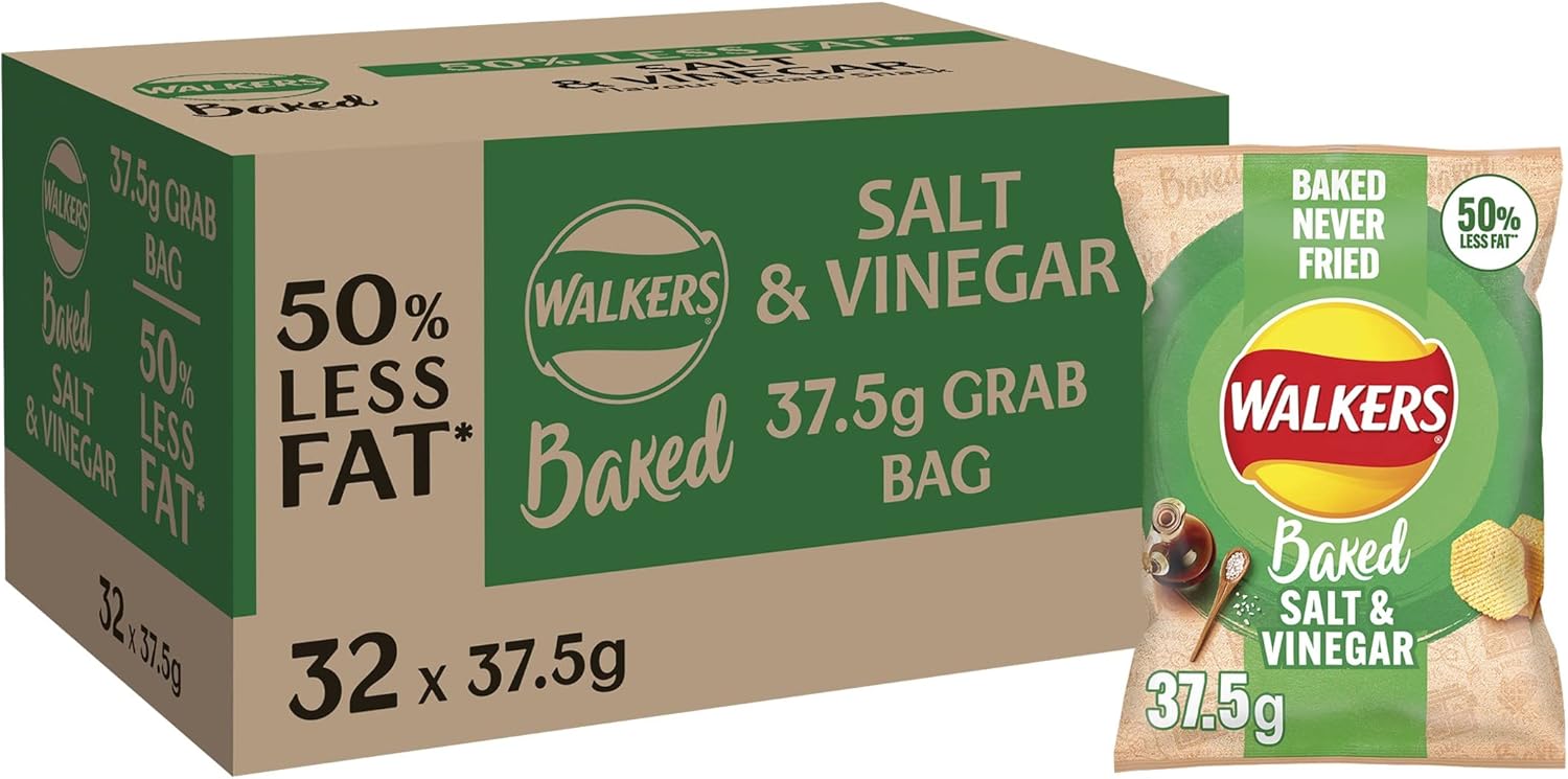 Walkers Baked Salt & Vinegar Snacks Crisps 32 X 37.5G