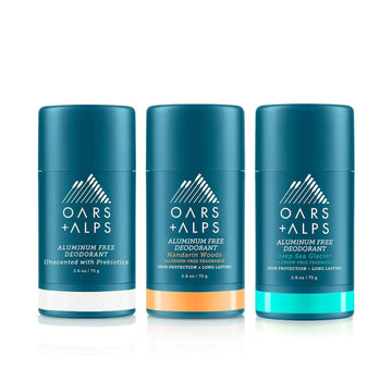Oars + Alps Aluminum Free Deodorant for Men and Women, Dermatologist Tested, Travel Size, Variety, 3 Pack, 2.6 Oz Each