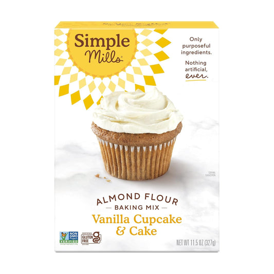 Simple Mills Almond Flour Baking Mix, Vanilla Cupcake & Cake Mix - Gluten Free, Plant Based, Paleo Friendly, 11.5 Ounce (Pack of 6)