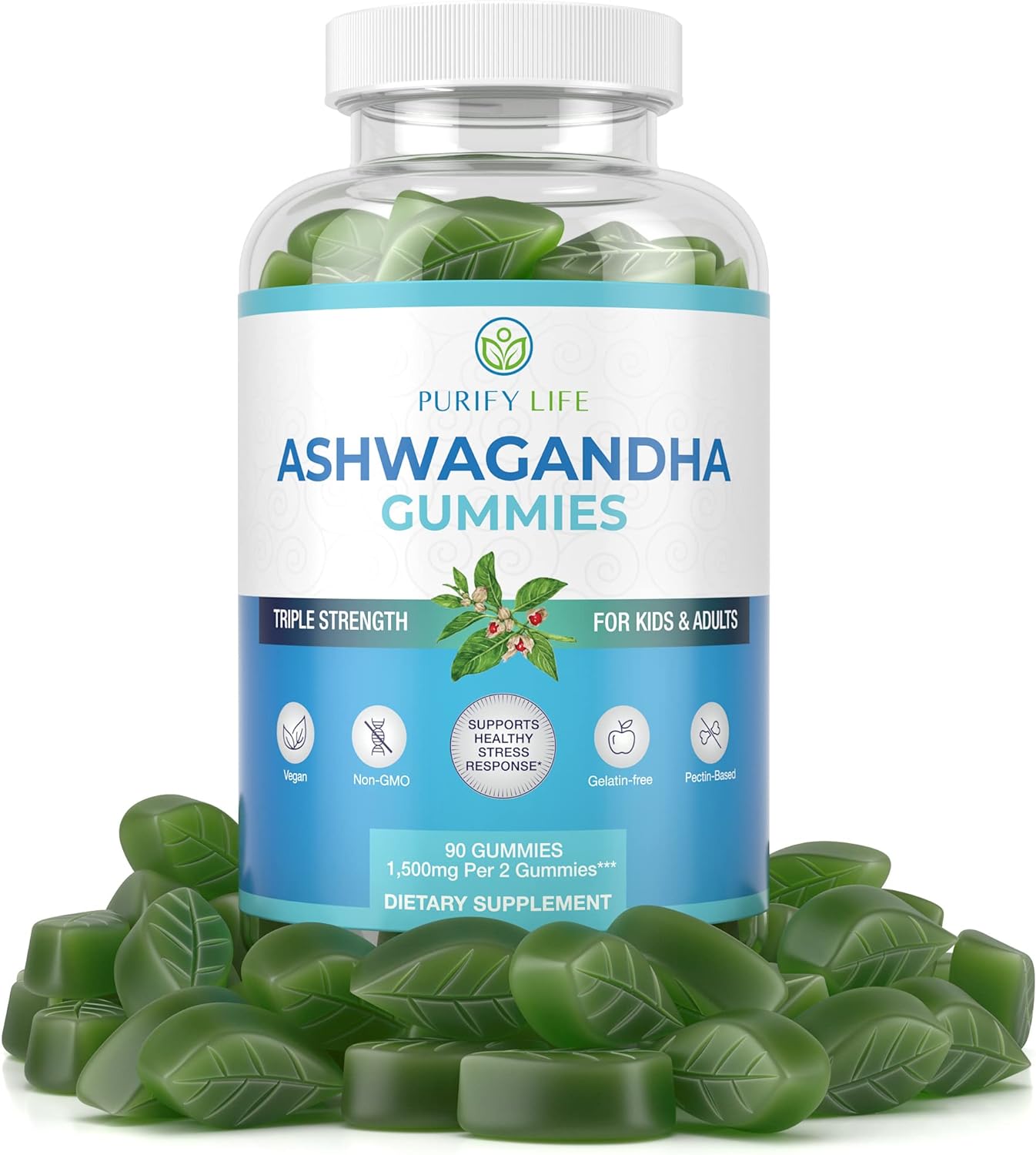 Potent Ashwagandha Gummies (Max Strength - 750mg/Gummy) (90ct - Up to 3 Month Supply) Support Calm Mood, Relaxation & Cognitive Support - Ashwagandha Gummies for Women Ashwagandha Gummies for Men