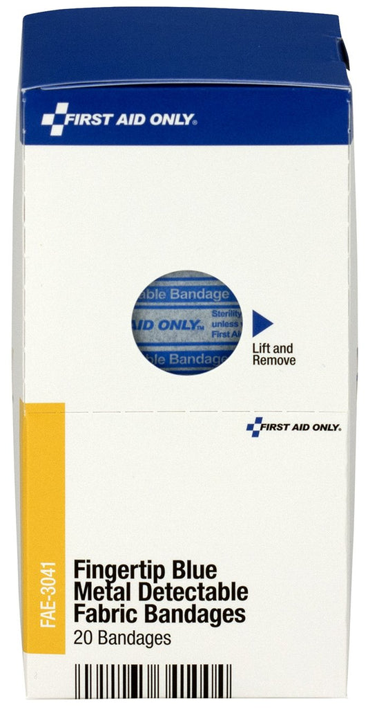 First Aid Only Fae-3041 Smartcompliance Refill Blue Metal Detectable Fingertip Bandages, 40 Count