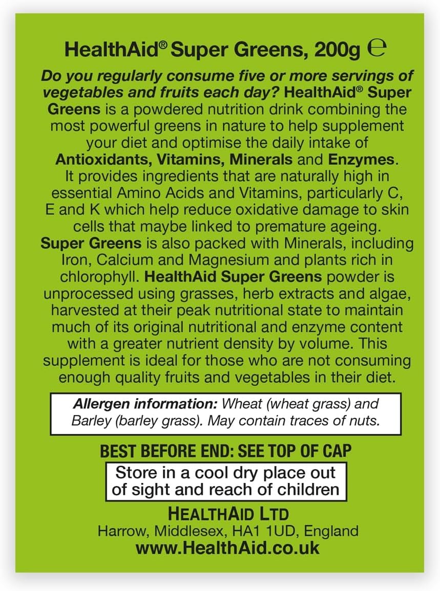 Healthaid Supergreens Powder, 200 G, Green